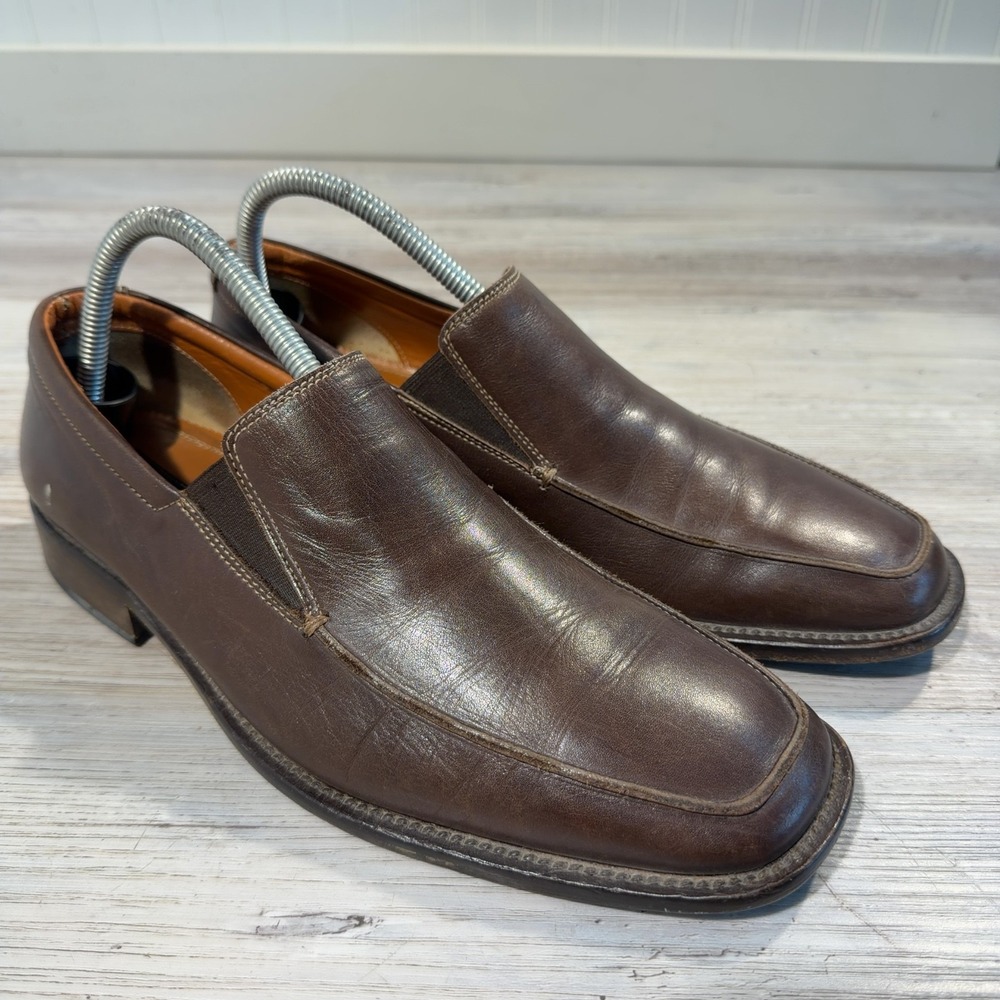 Gordon Rush Loafers Mens Sz 7.5 Brown Leather Slip On Apron Dress Shoes